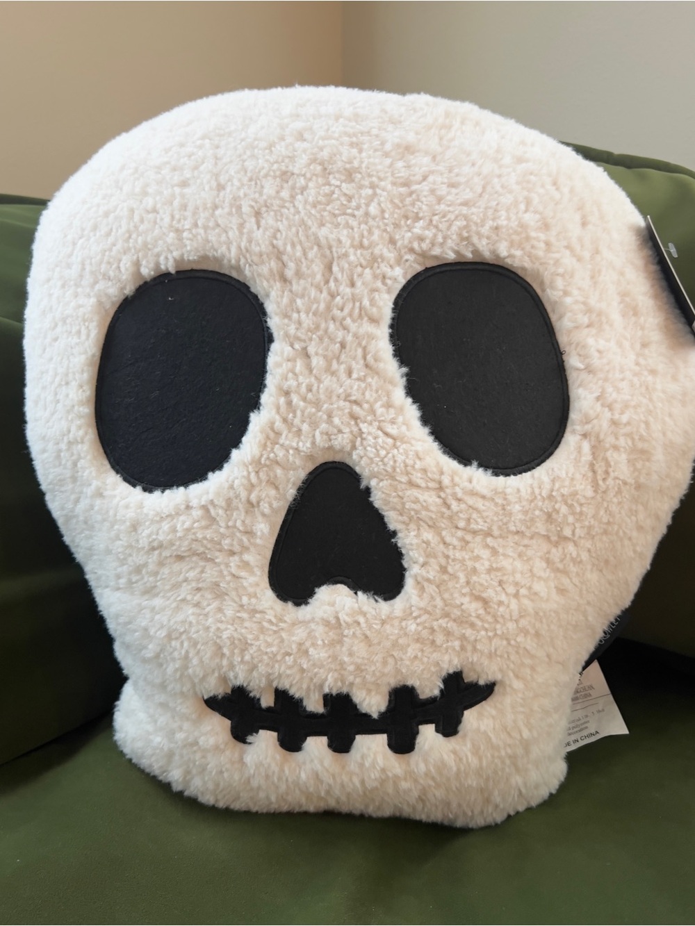 Cynthia Rowley Sherpa Skeleton Skull Pillow 15x18 Halloween Decor
